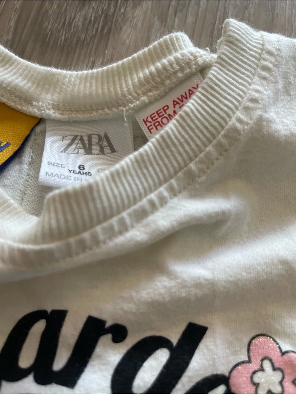 Zara Kids White Tee & Shorts Set with Blue/Purple Stitch Print